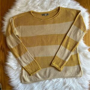 Women’s Yellow Striped Marled Sweater Size Medium